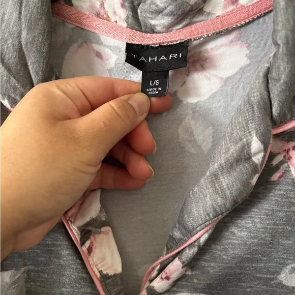 Floral Gray and Pink Women's Pajama Set - Picture 2 of 2